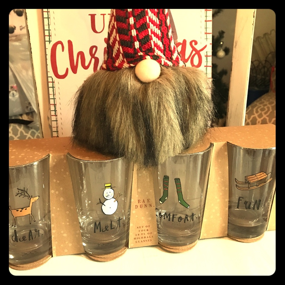 Rae Dunn Christmas glasses NEW set of 4